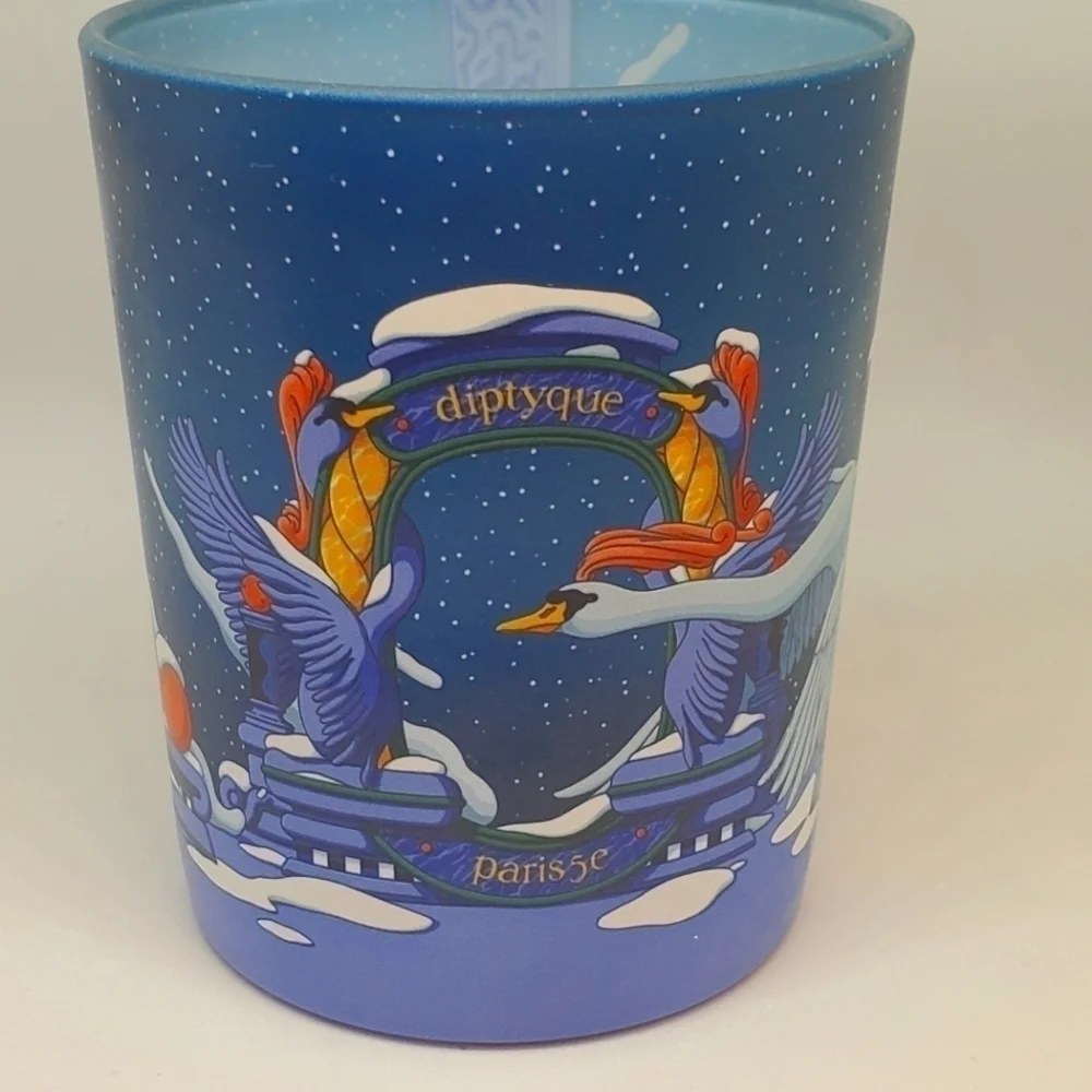 Empty Diptyque 2020 Christmas Amber Feather swan candle holder  RARE